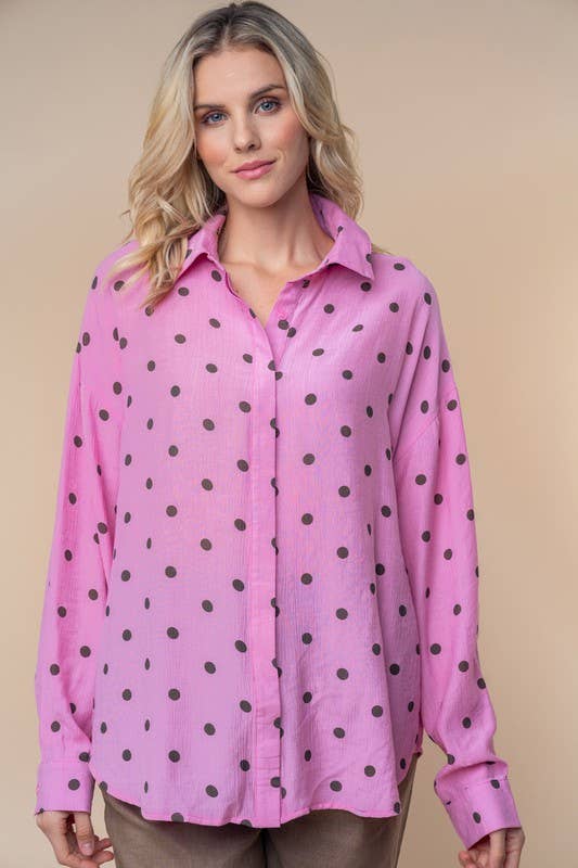 Polka Dot Print Woven Blouse