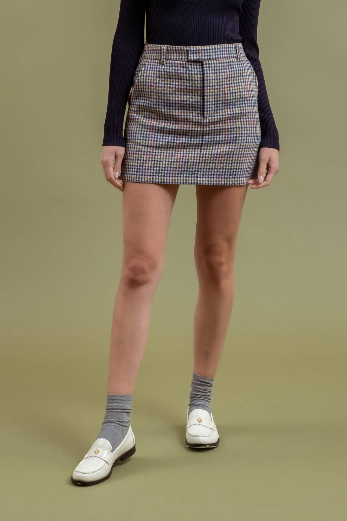 High Waist Plaid Mini Skirt