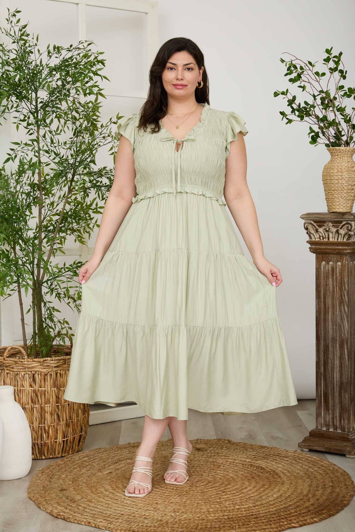 Plus Smocked Front Dress