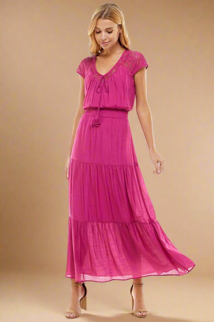 Lace Smocked Maxi Dress