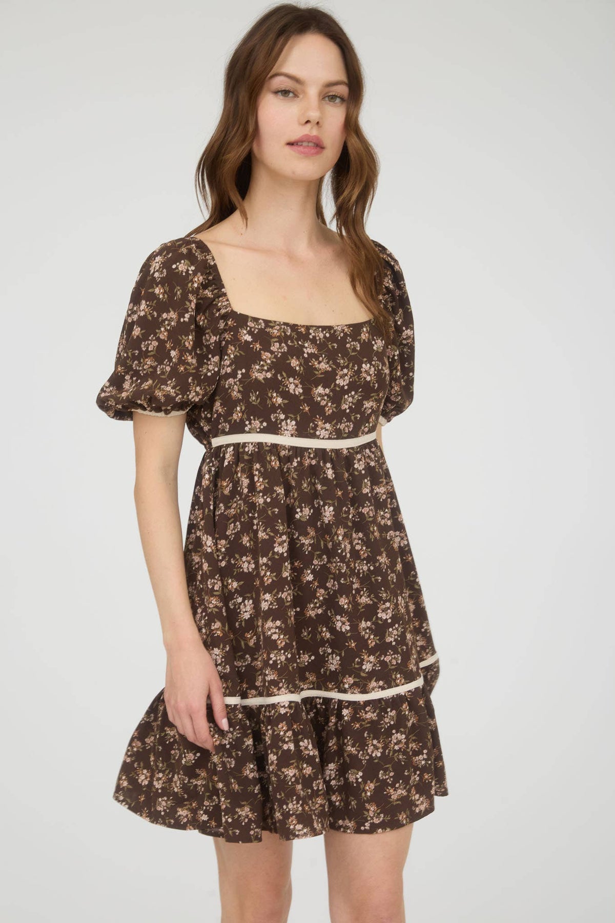 Floral Puff Mini Dress