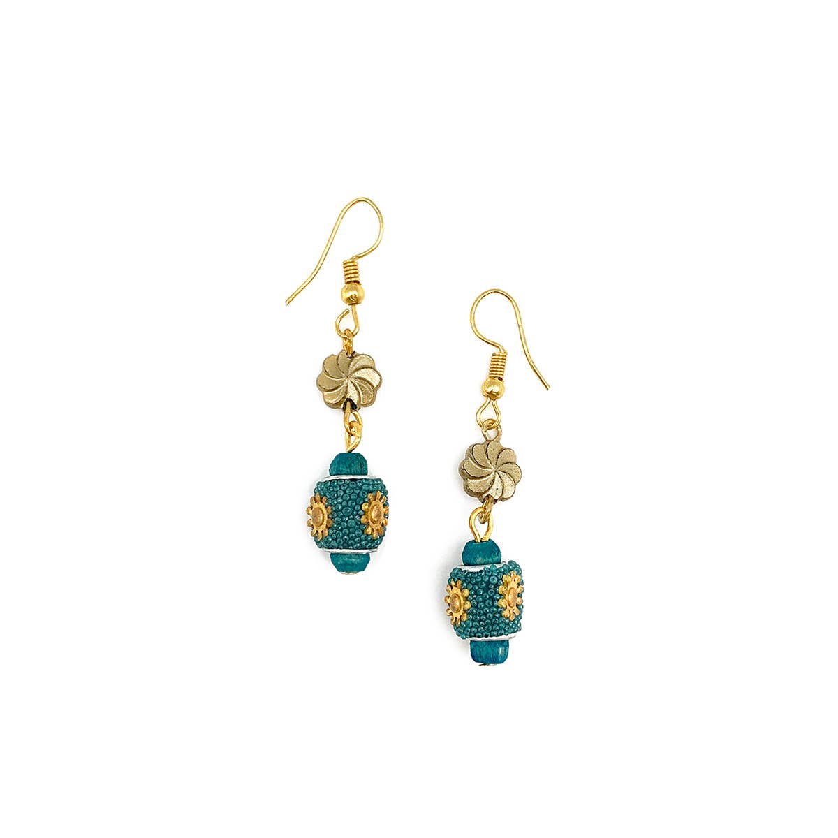 Sachi Ocean Sky Earrings - Single Bead with Gold