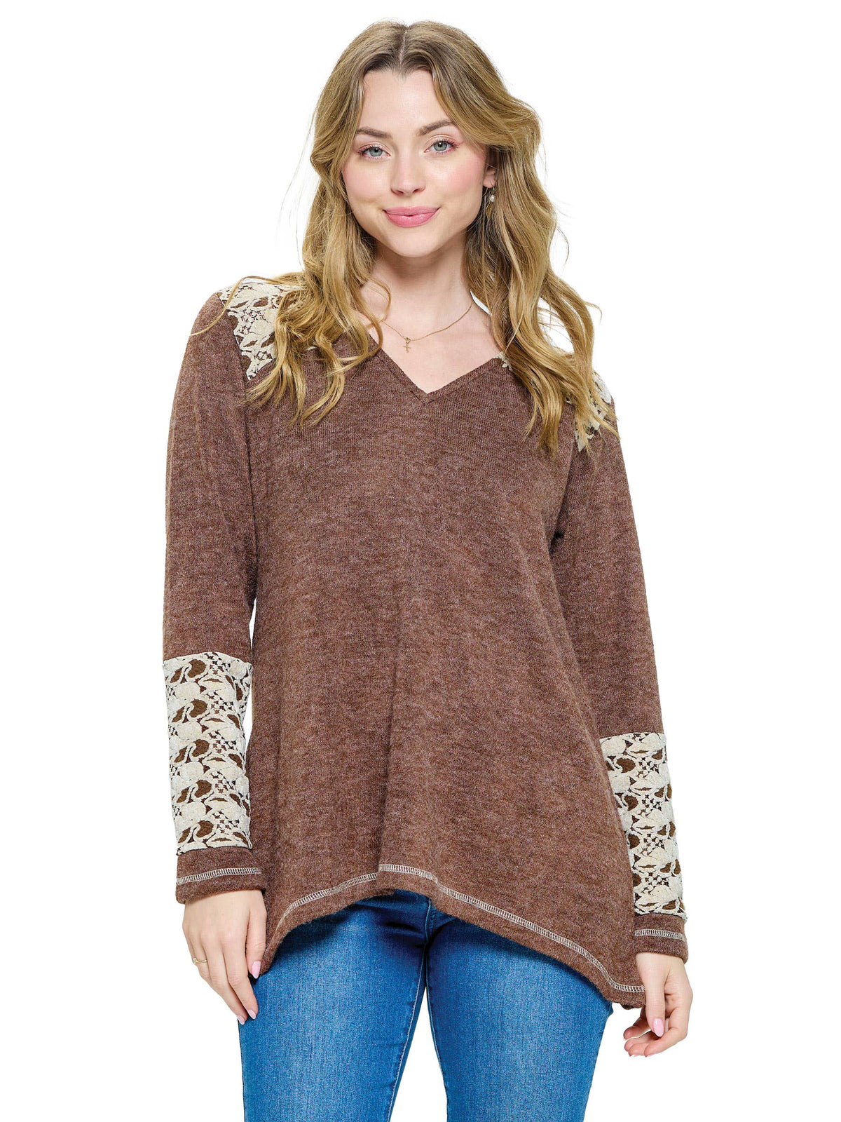 Paisley Lace V-Neck Sweater