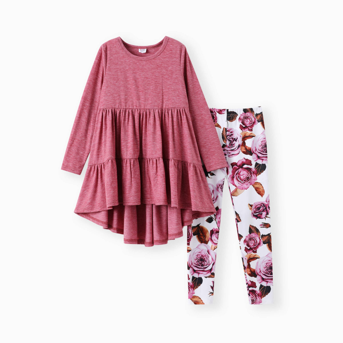 Ruffled Top & Floral Leggings Set