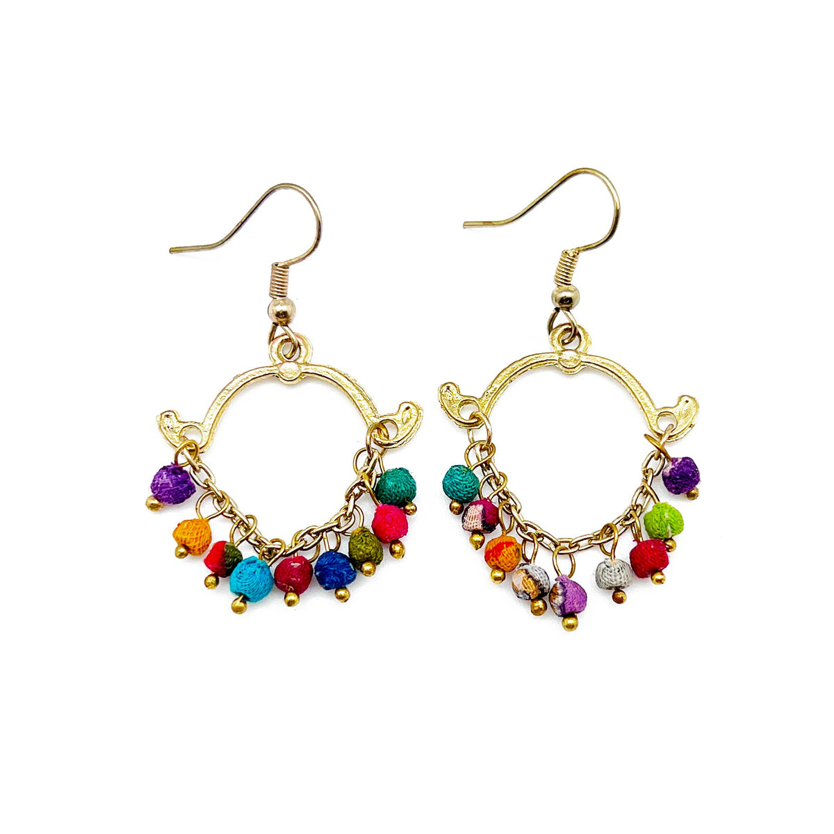 Small Aasha Earrings - Ornate Dangle Hoop