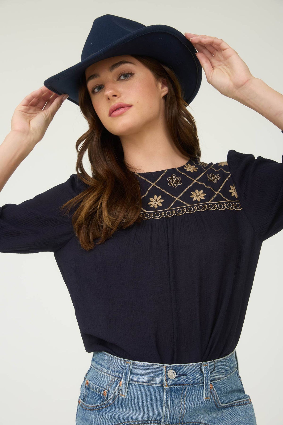 Yoke Embroidered Blouse