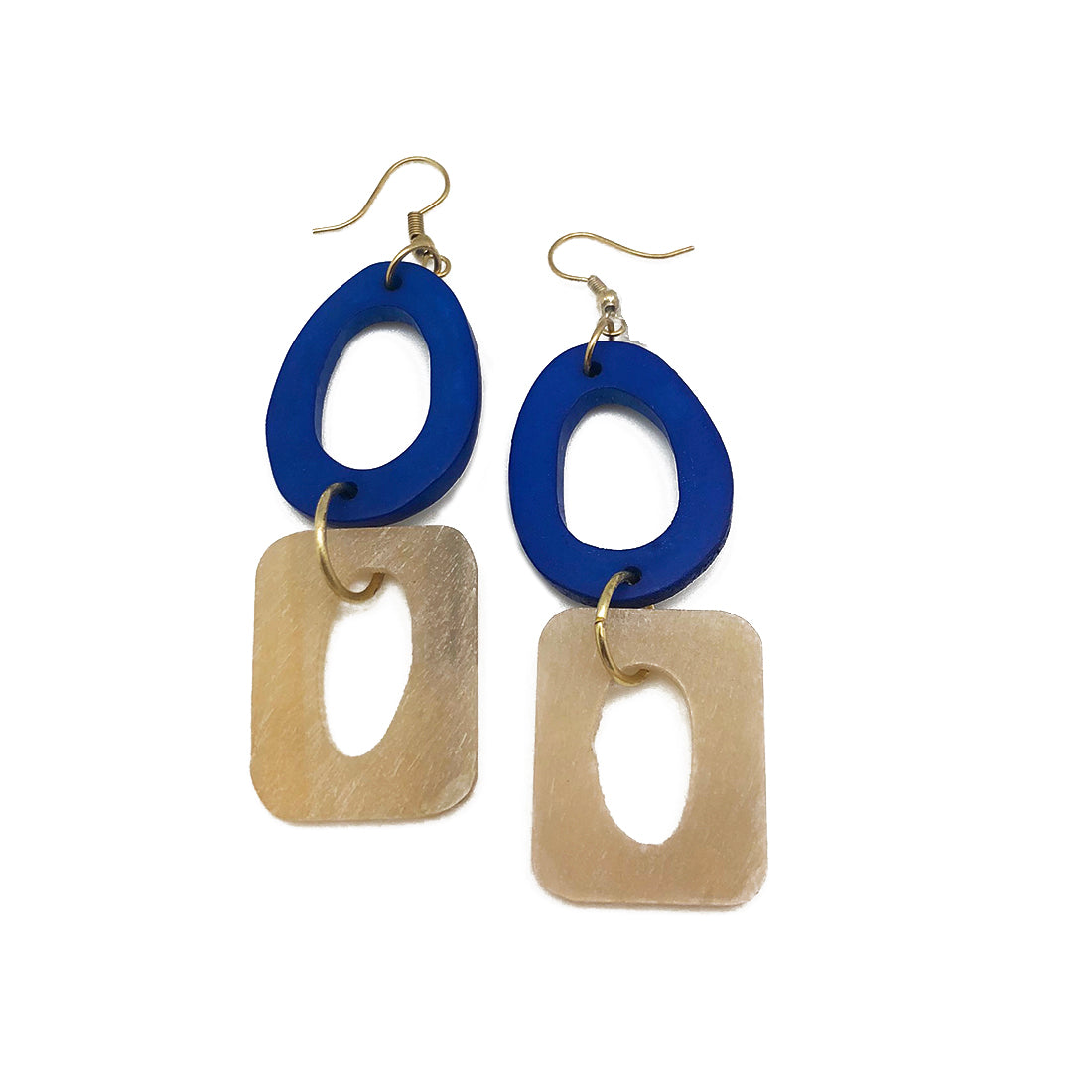 Blue Hoop Dangle Earrings