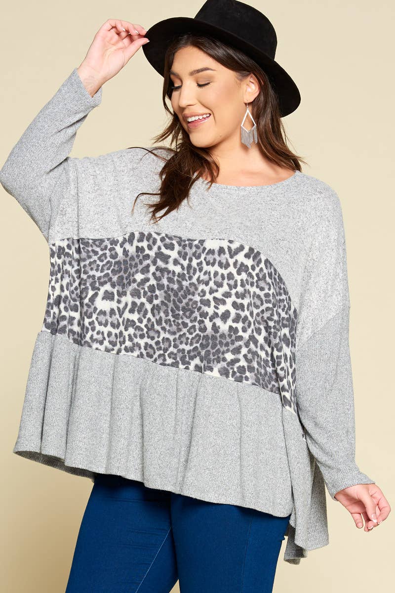 Contrast Print Tunic Top