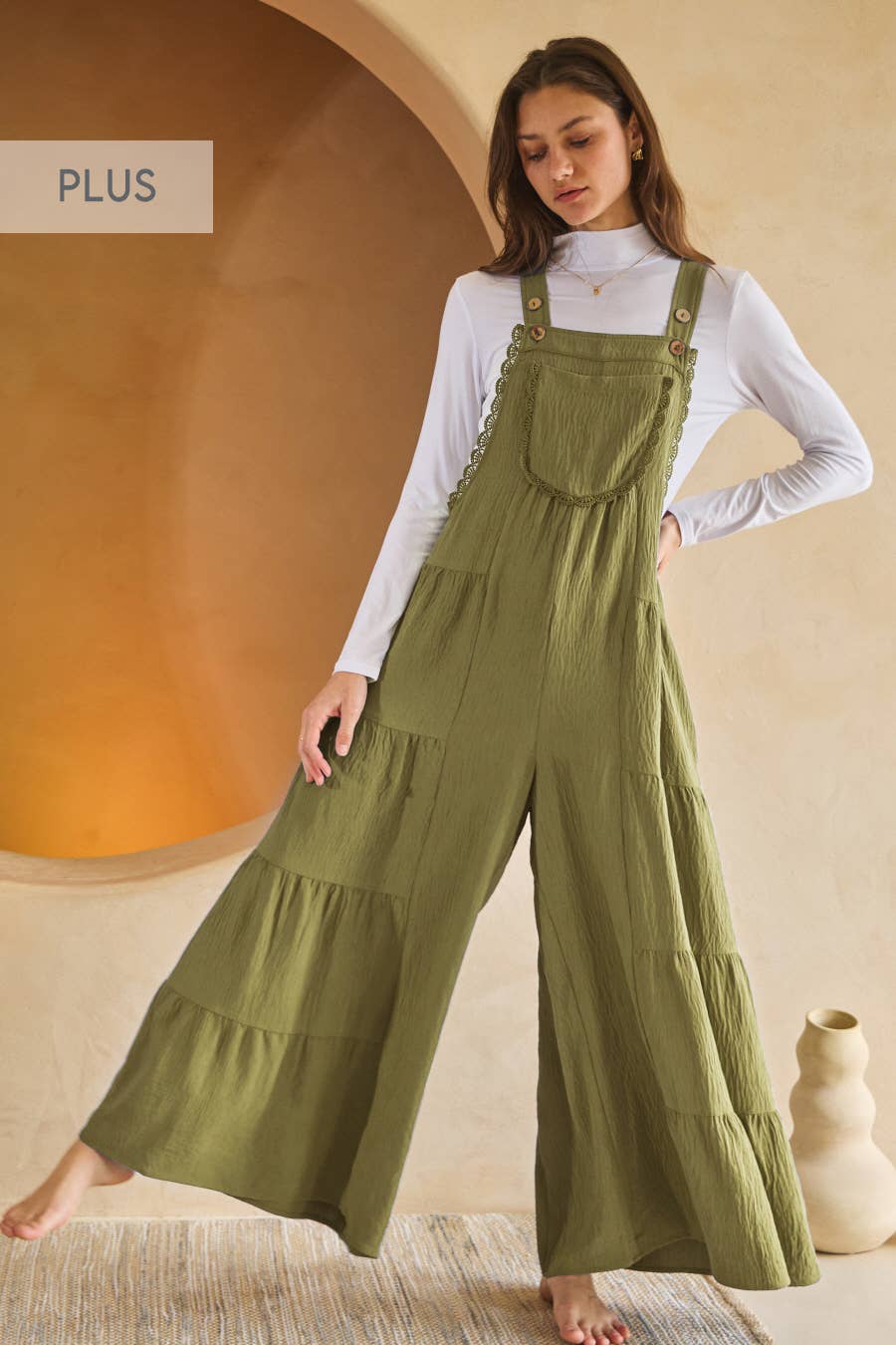 Plus Wide Leg Overall Jumpsuit