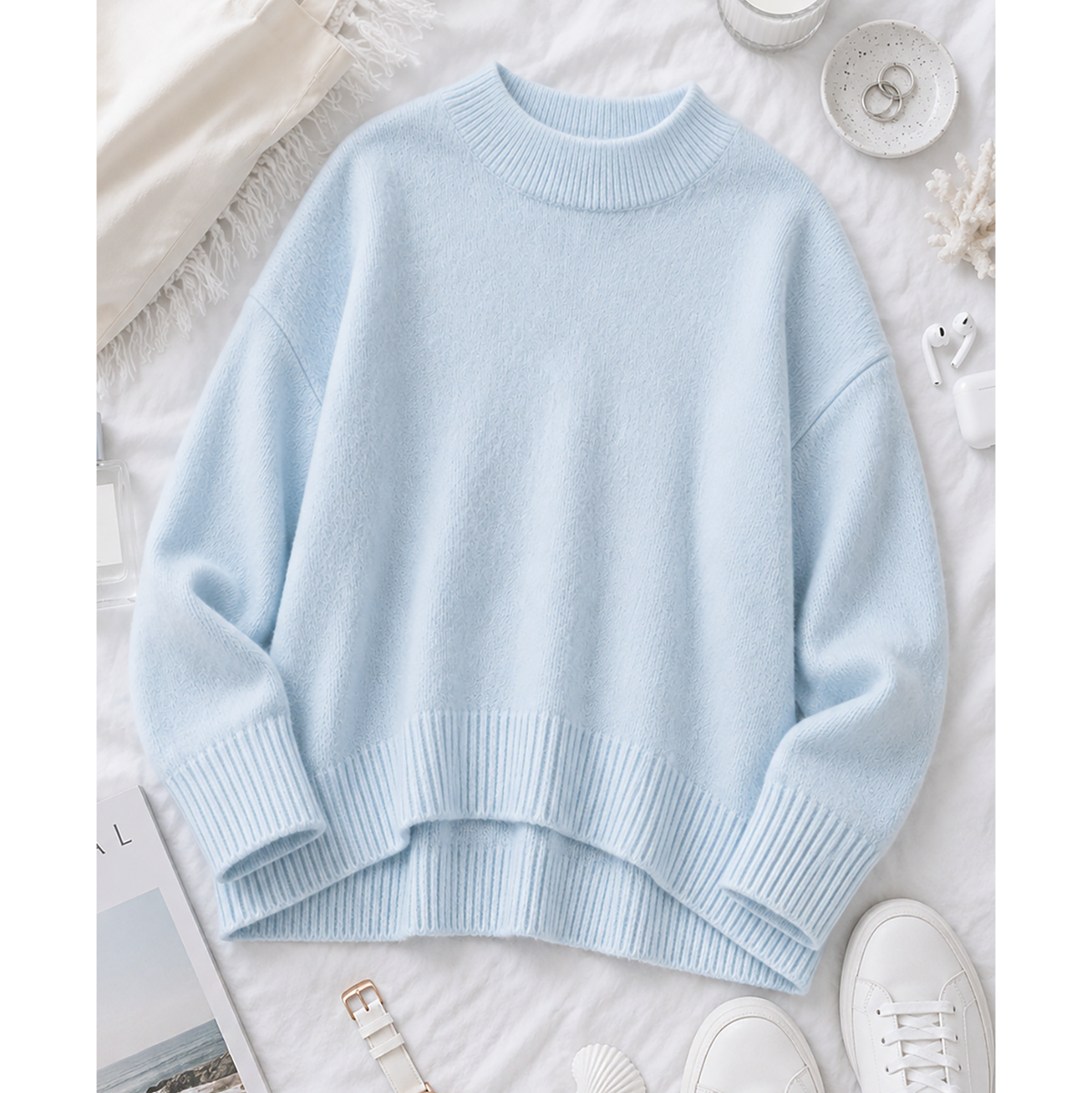 Wool Blend Mock Turtleneck Sweater