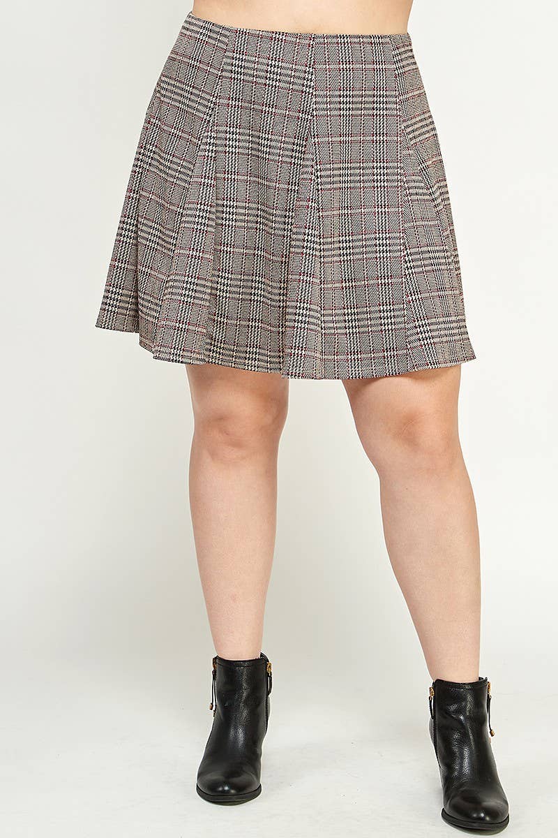 Plus Plaid Knit Skirt