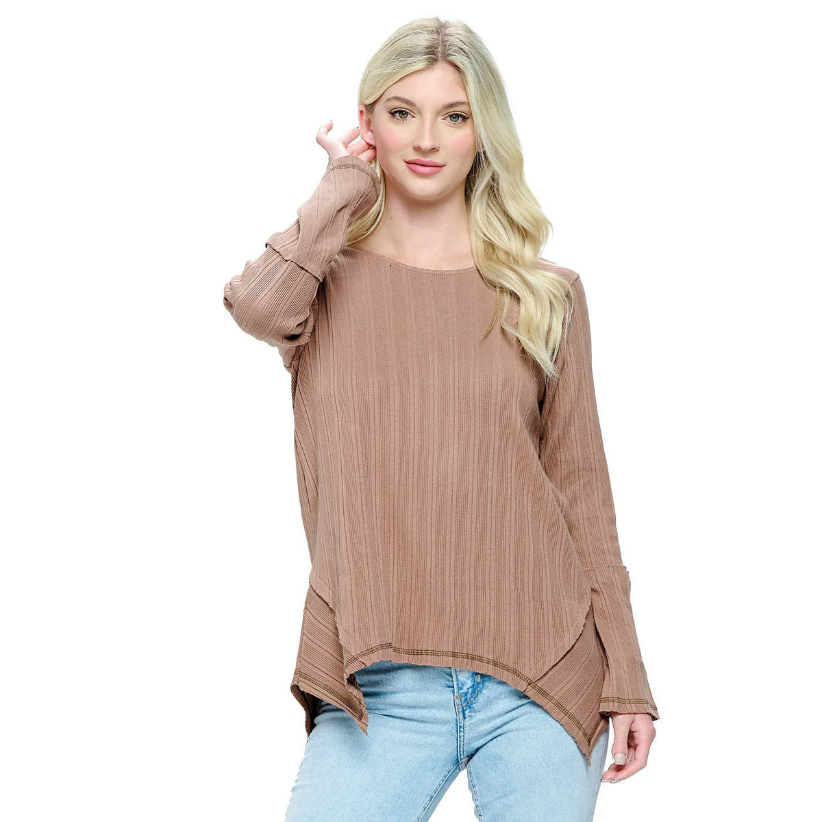 Ribbed Raw Edge Top