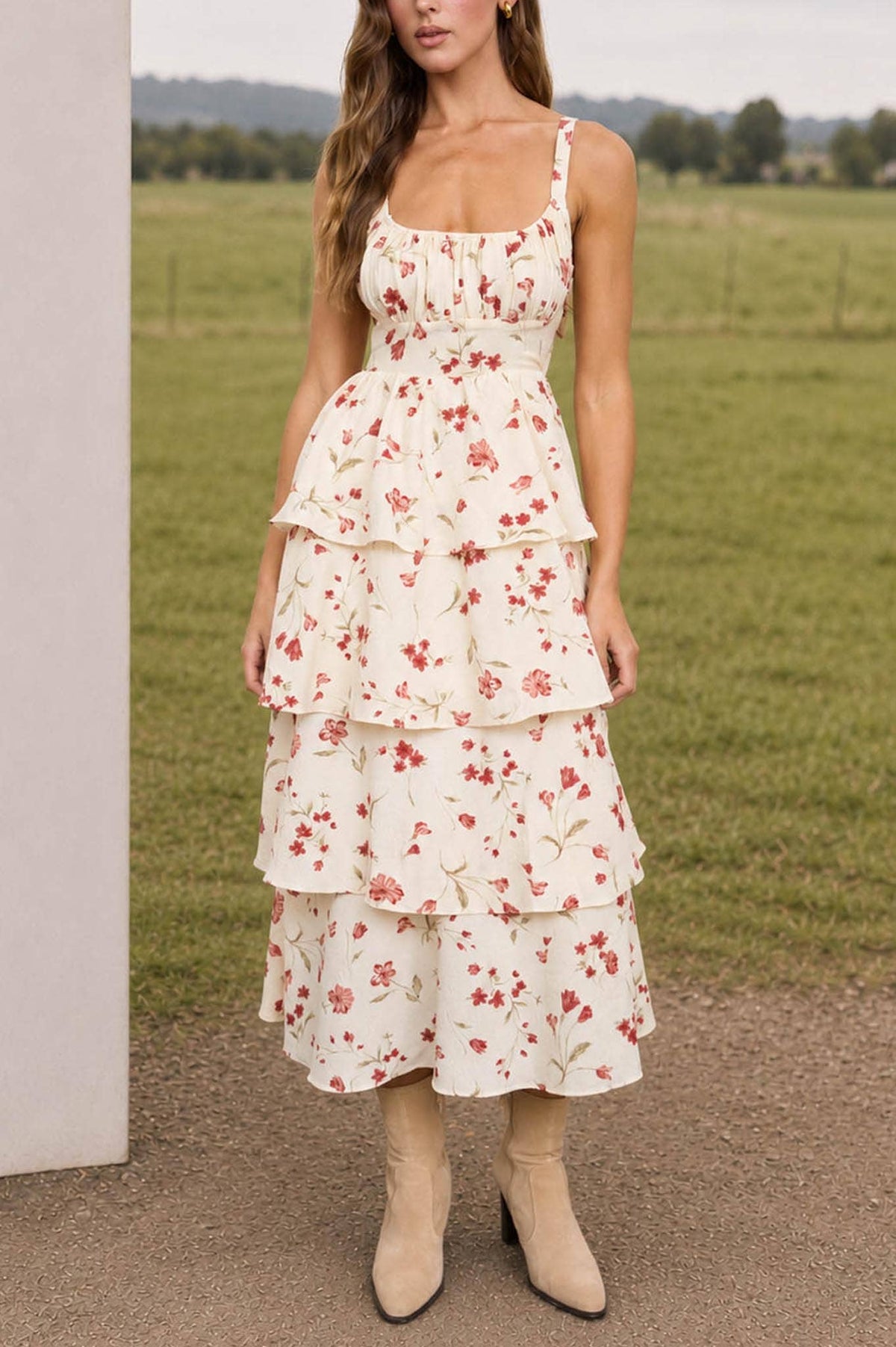 Ruffle Tiered Midi Dress