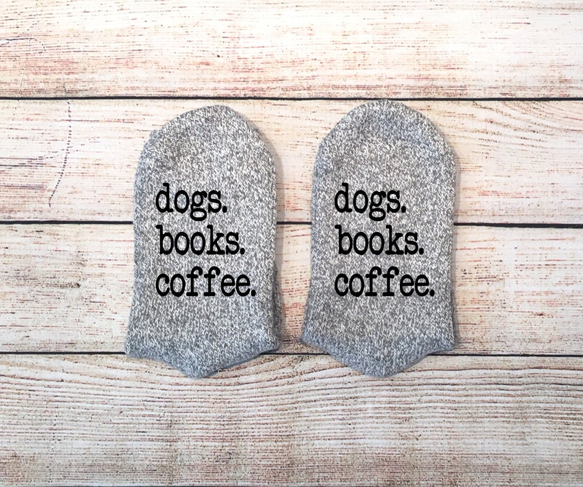 Dogs Books Coffee Socks