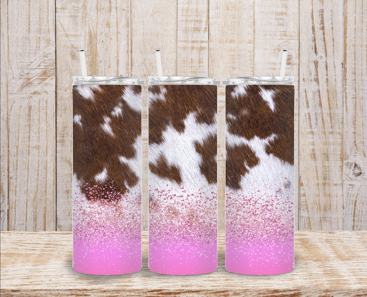 Cow Glitter Tumbler