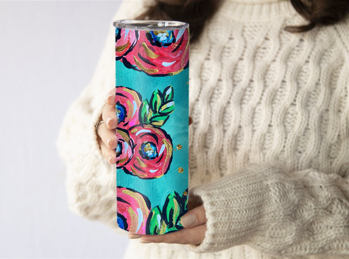 Watercolor Flowers Tumbler