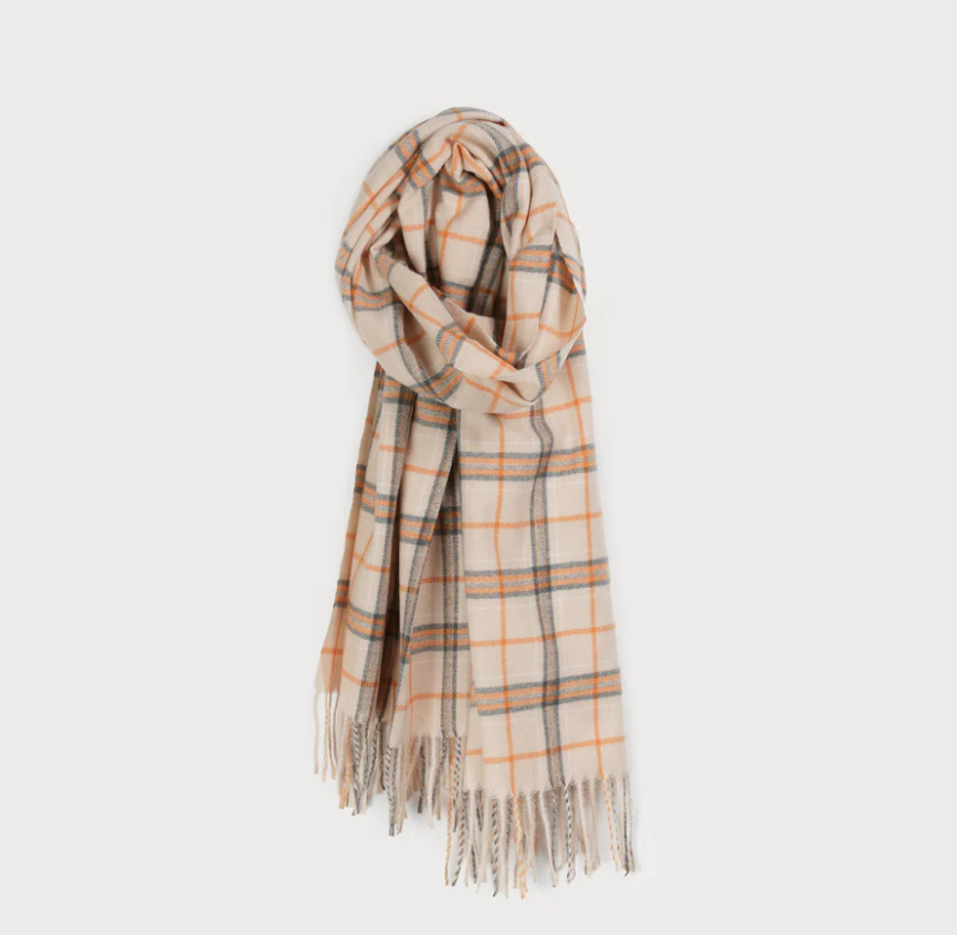 Large Plaid Fringe Scarf