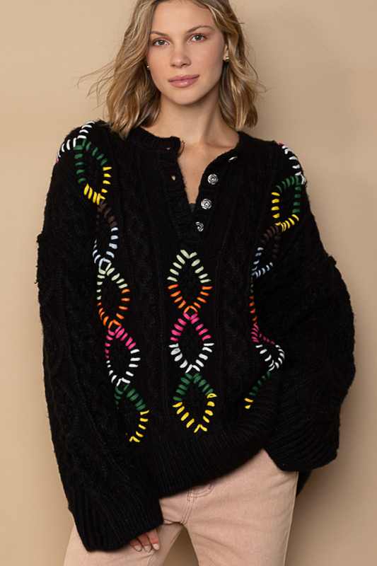 Black Rainbow Pattern Sweater